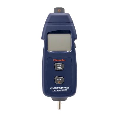 Digital Tachometer with combined laser and mechanical contact